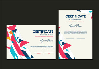 Colorful certificate of achievement template with abstract