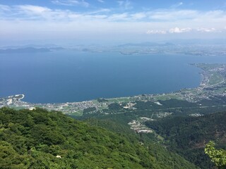 比良山系の山からの天気の良い日の景色