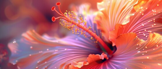 Hibiscus Cascade: Macro perspectives unveil the cascading flow of petals, forming a serene tableau...
