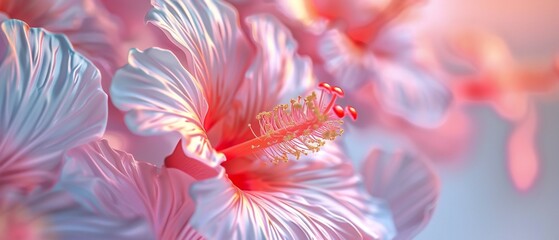Hibiscus Whispers: Macro blooms sway in fluid waves, murmuring a soothing melody of calming rhythms.