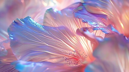 Holographic Elegance: Hibiscus petals gleam with holographic charm, glossy and enchanting.