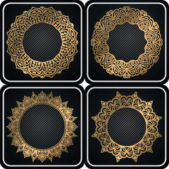 golden art frame set. wedding card border design. 