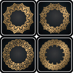 golden coloring line art frame. decorative ornamental frame.
