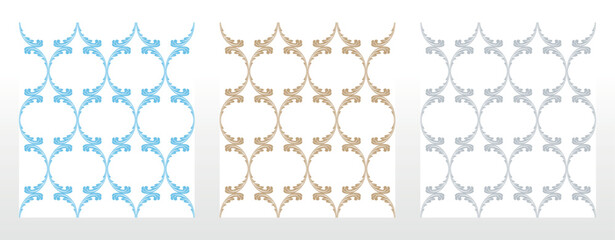 Collection of flower geometric patterns. Seamless vector backgrounds. Colored ornaments. Ornament for fabric, wallpaper, packaging. Decorative prints