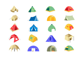 Happy Camping Tent Illustration Set