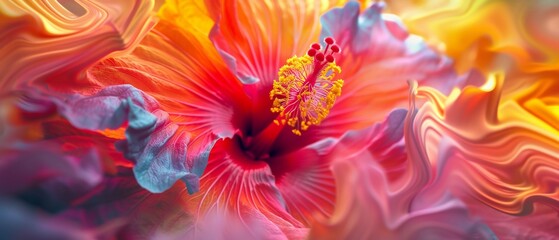 Nebula Bloom: Hibiscus petals swirl with vibrant hues, evoking the mesmerizing beauty of a celestial Nebula.