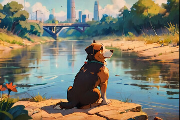 dog on the lake.
Generative AI