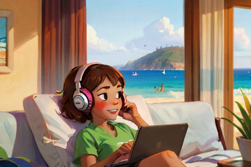 A woman working on a laptop.
Generative AI