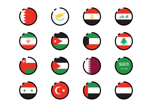 Middle East Flag Illustration Set