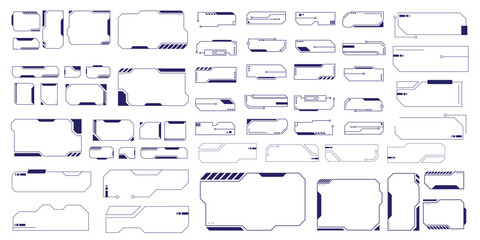 Futuristic interface ui elements. Holographic hud user interface elements, high tech bars and frames. Hud interface icons vector illustration set. rectangular shape borders