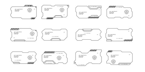 Futuristic interface ui elements. Holographic hud user interface elements, high tech bars and frames. Hud interface icons vector illustration set. rectangular shape borders
