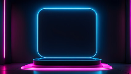 abstract-neon-technology-backdrop-enfolding-a-sleek-minimalist-podium-ready-for-a-mock-up-display