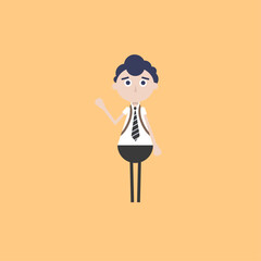 Flat Design Cartoon School Boy: Smartly Dressed with Tie and Backpack
