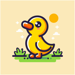 flat vector logo of a cute duck