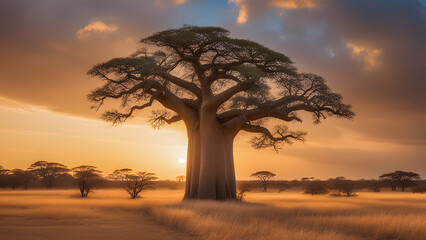 Photo of Baobab (Adansonia spp.) Generative AI.