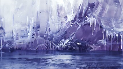 Mystical frozen landscape with icicles and ice caves, surreal artistic scenery. digital art for fantasy concepts. AI