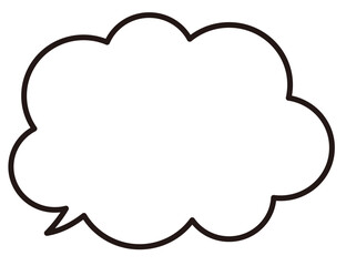 もくもくした雲の形をした吹き出しの線画、ベクターイラスト