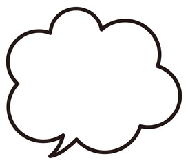 もくもくした雲の形をした吹き出しの線画、ベクターイラスト