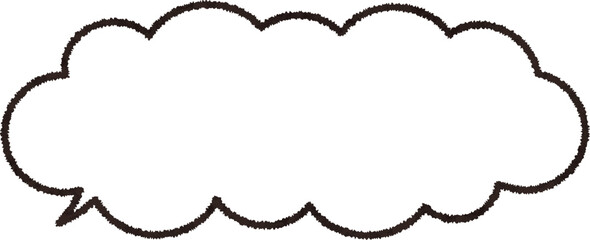 もくもくした雲の形をした吹き出しの線画、ベクターイラスト