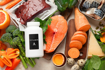 Set of high in vitamin A. Concept of healthy.