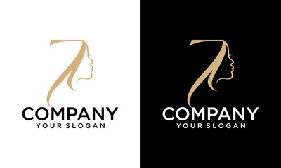 Creative Letter Z beauty logo design. Woman face silhouette isolated on letter Z.