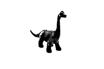 black dinosaur silhouette isolated on white background, model of dinosaurs toys © sutichak