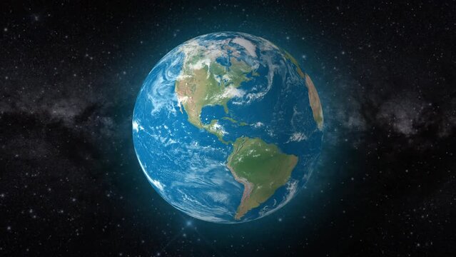 Cinematic video background showcases Realistic Globe rotating, zooming in on Caribbean Sea | realistic Earth rotating and zooming in on Caribbean Sea video background in 4K