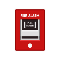 Red manual call point for fire alarm vector. Red manual call point isolated on white background.
