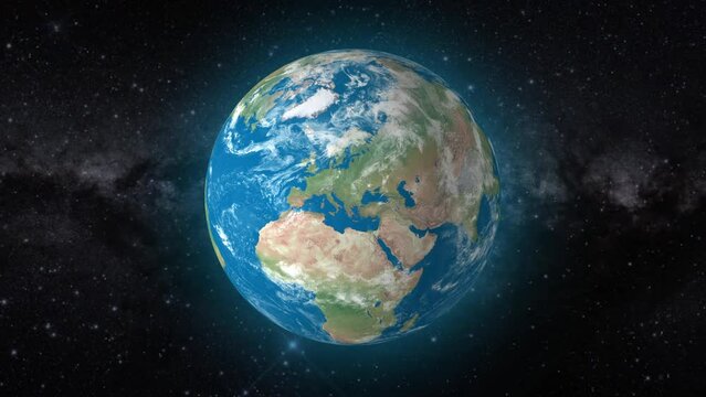 Cinematic video background showcases Realistic Globe rotating, zooming in on Romania country | realistic Earth rotating and zooming in on Romania Country video background in 4K