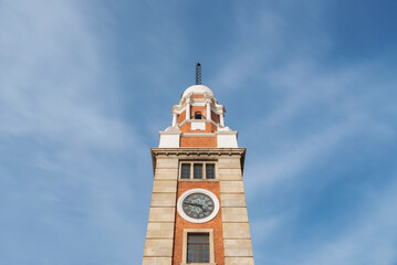 Historical landmark clock tower in Hong Kong city