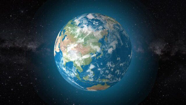 Cinematic video background showcases Realistic Globe rotating, zooming in on North Korea country | realistic Earth rotating and zooming in on North Korea Country video background in 4K