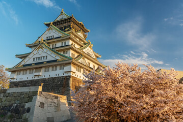 Historical landmark Osaka castle in Japan - 739723421