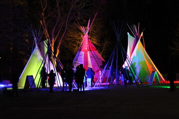 Tipis At Night, Silver Skate Festival, Edmonton, Alberta © Michael Mamoon