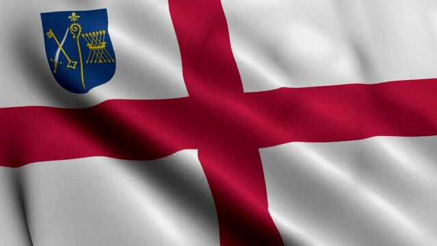Flag of the Diocese of Sheffield. Waving Fabric Satin Texture Flag of Diocese of Sheffield 3D Illustration. Real Texture Flag of the Diocese of Sheffield of the Church of England Banner Collection
