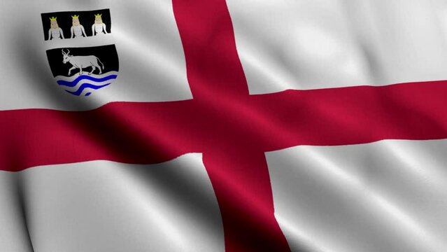 Flag of the Diocese of Oxford. Waving Fabric Satin Texture Flag of Diocese of Oxford 3D Illustration. Real Texture Flag of the Diocese of Oxford of the Church of England Banner Collection