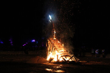 fire in the night, Silver Skate Festival, Edmonton, Alberta
