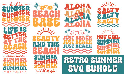 Retro summer svg bundle	

