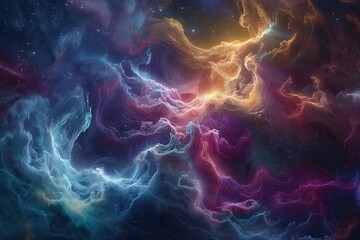 Fototapeta premium Abstract colorful fractal cosmic realms in celestial tapestry design abstract background