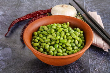 Bowl of delicious edamame beans
