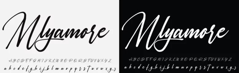 Foto op Plexiglas signature Font Calligraphy Logotype Script Brush Font Type Font lettering handwritten © sufan