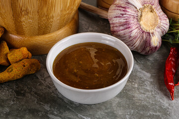 Indian curry sauce in the bowl