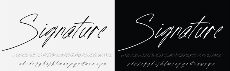 Manual signature for documents on white background. Hand drawn Calligraphy lettering Vector illustration