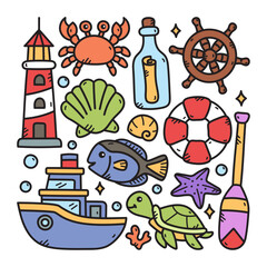 Nautical Doodle Vector Illustration
