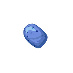 Blue pebble or natural stone with speckled, vector cartoon smooth small rock, granite gravel piece, natural mineral icon