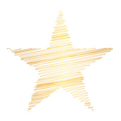 Star shape scribbled with gold lines. Vector element illustration.