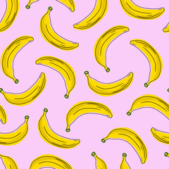 Seamless background with bananas. Vector summer pattern.