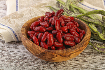 Baked red canned bean in the bowl