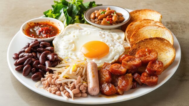 Hearty breakfast plate. Generative AI