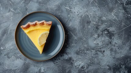 Lemon pie on plate. Generative AI