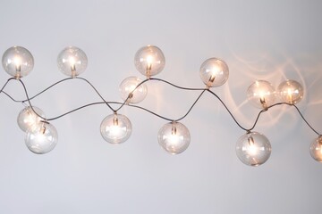 string wired bulbs on white background 
